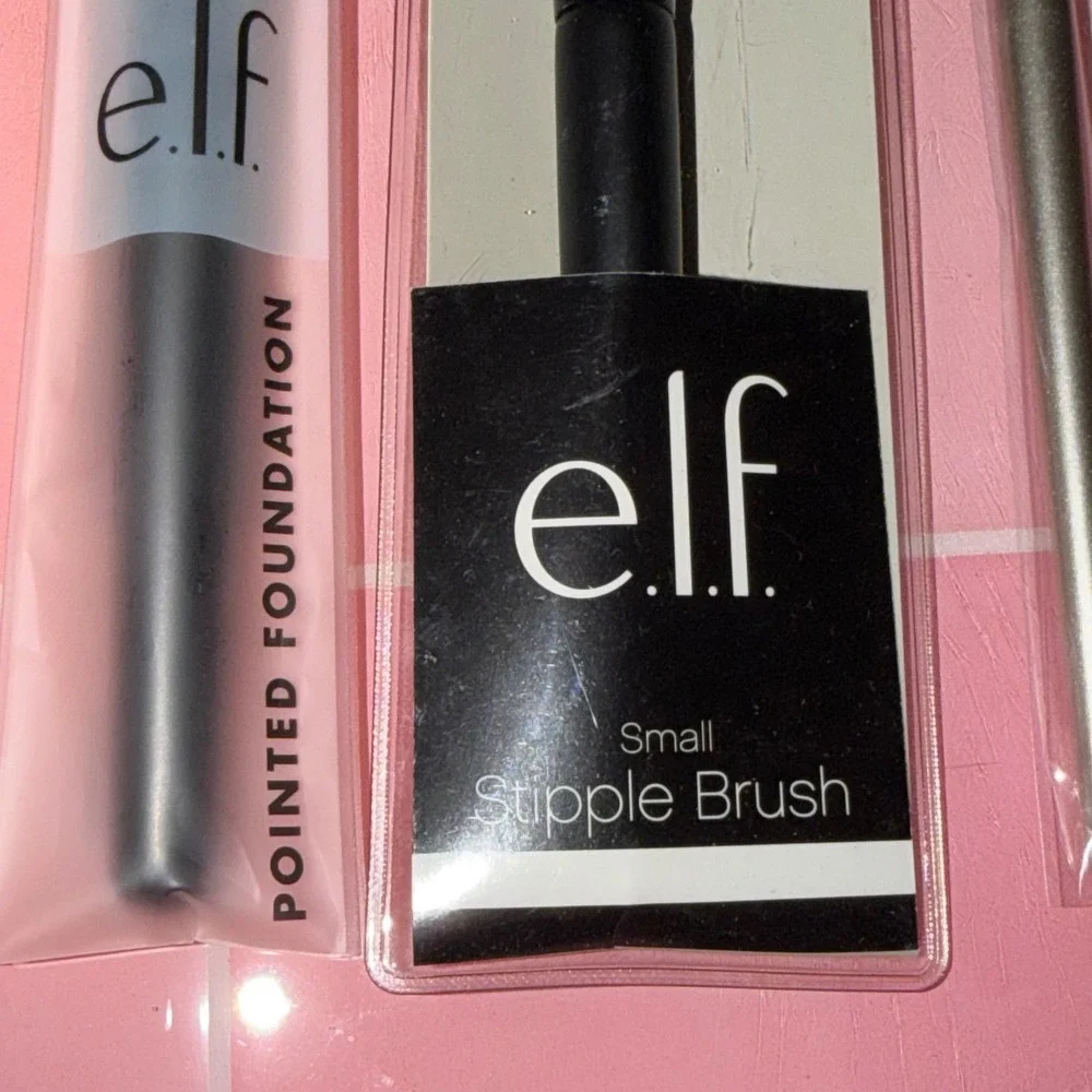 ELF and Maange Makeup Brush Set 5pc Pointed Foundation Stipple Concealer Brushes